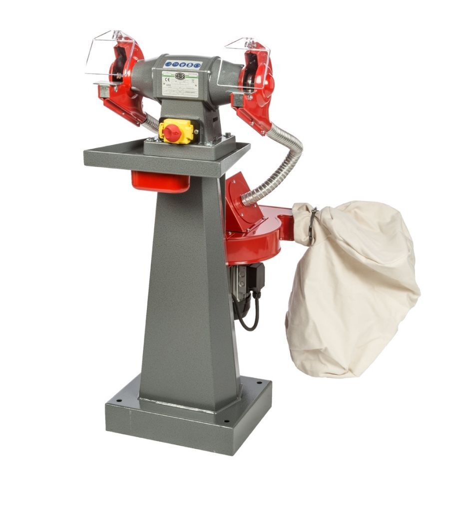 NEBES SEA-1 Alluminum bench grinders SEA Industrial Line with dust extraction and stand - Three-phase induction motor for wheels 150x20x16 mm