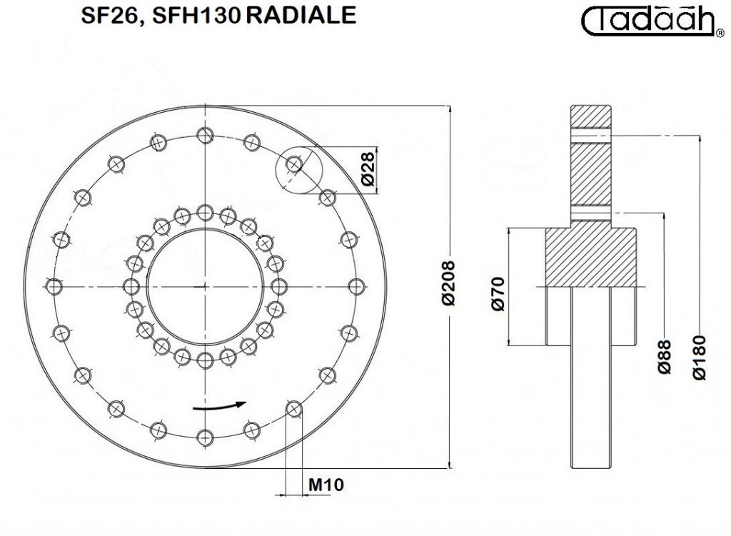 70AR32-KK Kurze Querschlitten Kurve Lage 1-2-3-4-5-6 for Schütte SF26, SFH130