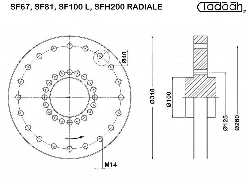 100AR63-KK Camme corte speciali radiali per Schütte SF67, SF81, SF100L, SFH200