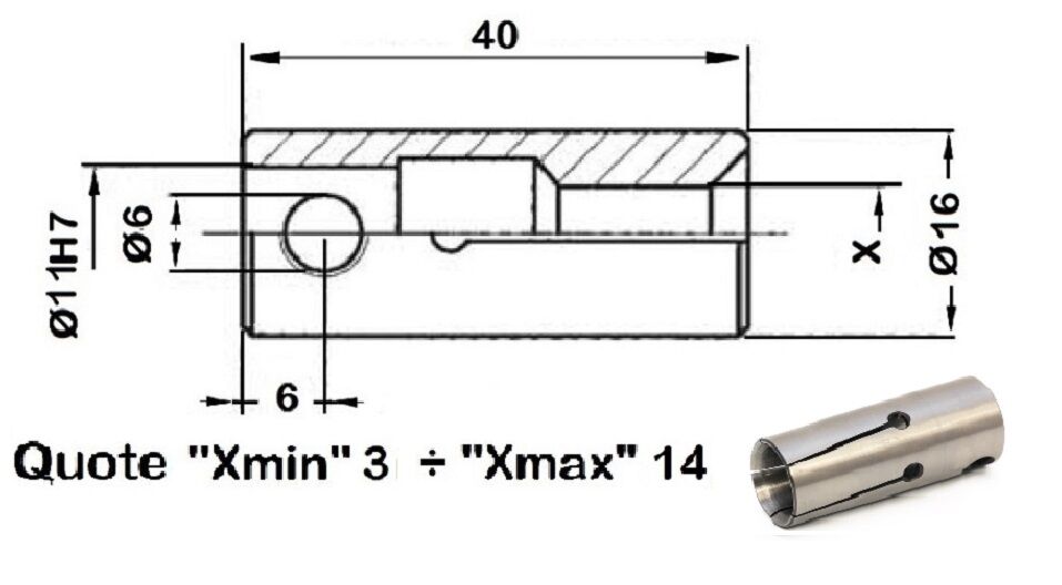 218E - SH18 Pinza a cambio rapido per Caricatore FMB, TRAUB, HAGENUK, IEMCA, ROBOBAR, LNS, SAMECA, MINISPRINT, MINITURBO - Diametro esterno 18mm