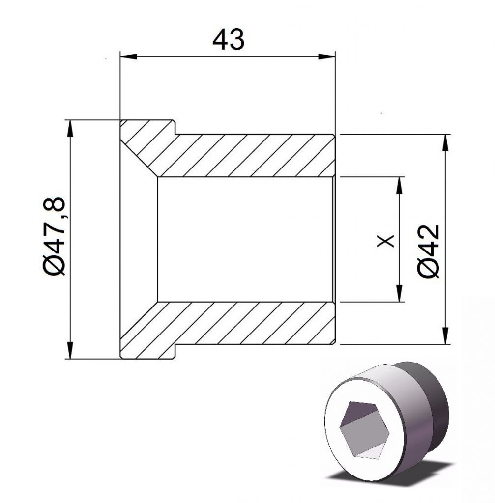 T1104201 Führungsbuchse SECHSKANT für Gildemeister GM35-6