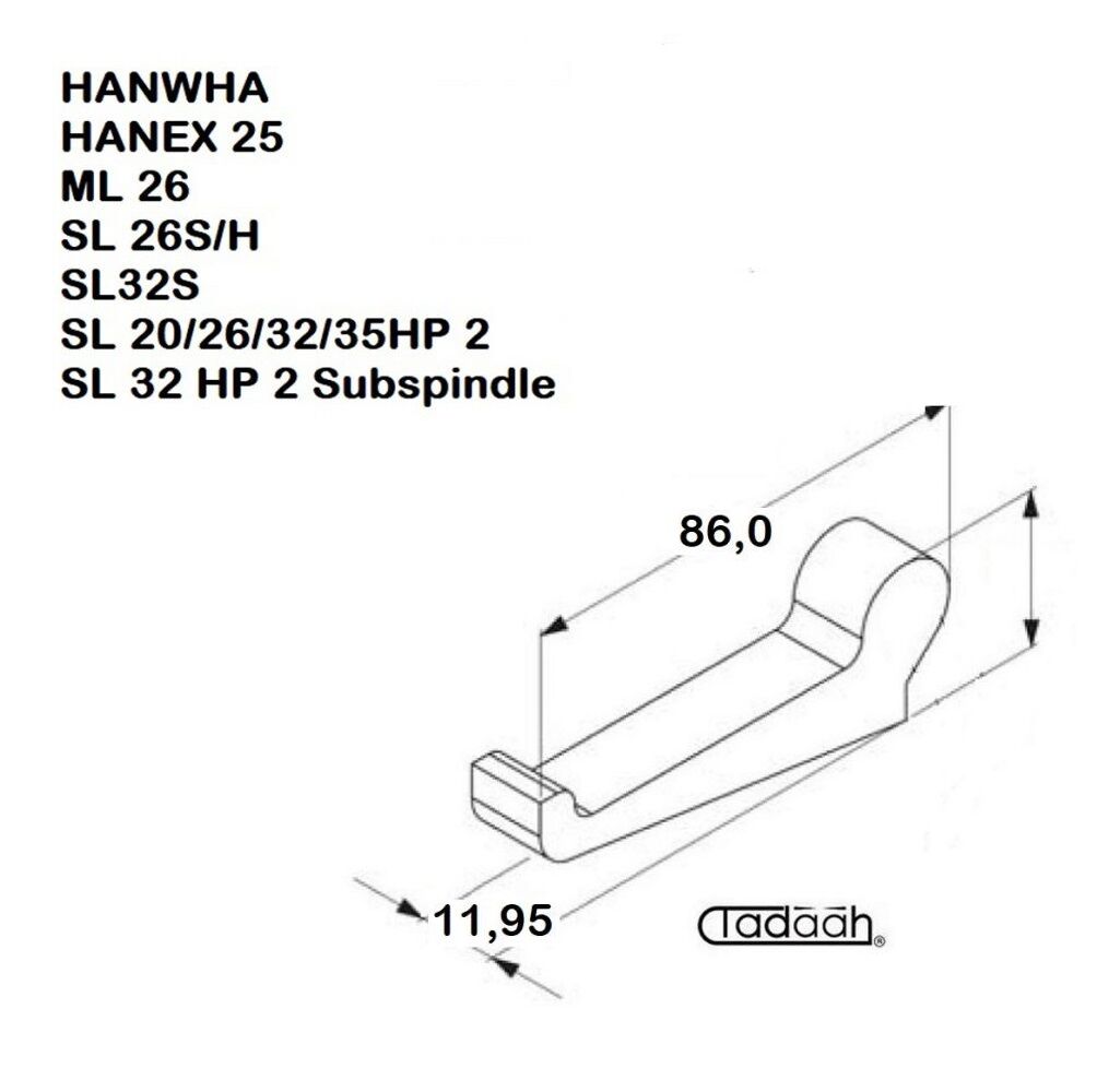 3173-M010-1140 Nasello per tornio HANWHA -HANEX 25, ML26, SL26S, SL26H, SL32S, SL20, SL26, SL32, SL 35HP 2, SL 32 HP 2/ 32HPD Mandrino principale/Contromandrino