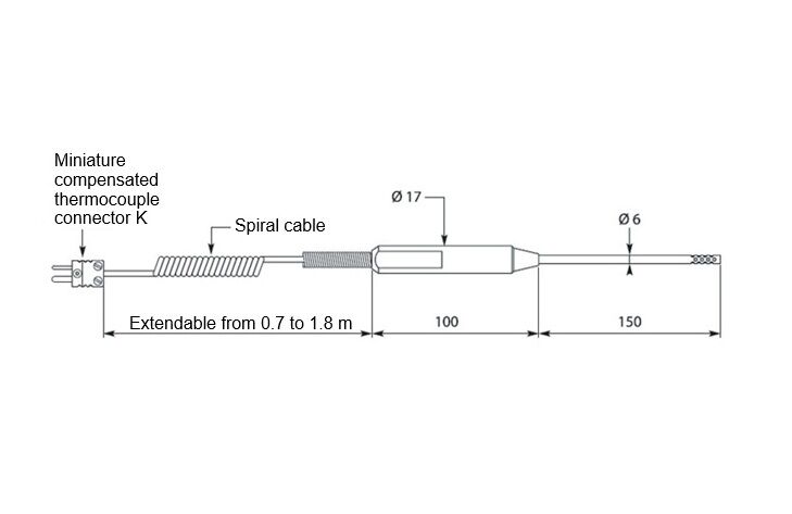 EB Instruments AK83M Thermocouple type K for air, measuring range from -75°C to +250°C