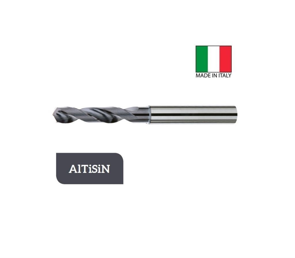 THP2.910ST Punta a elica 30° in metallo duro Ø2.50 a Ø14.0 ad alte prestazioni, due taglienti con gambo cilindrico, profondità di foratura pari a 3xØ, rivestita in AlTiSiN
