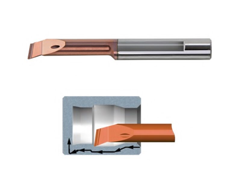 CBR Micro Bareno per profili interni destro con rompitruciolo Carmex Tiny Tools in metallo duro rivestito TNX, fantina mobile, selezionare la dimensione X per il foro e L1 per la profondità