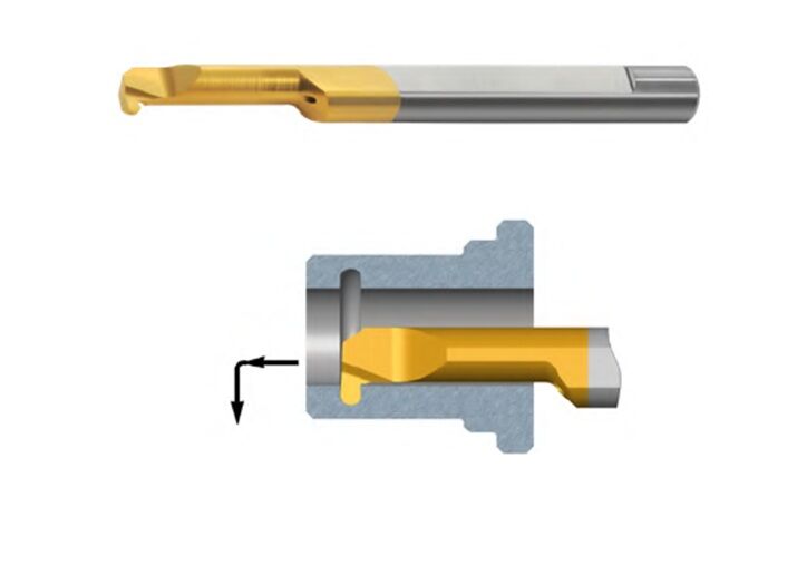 MKR Micro Bareni destri per gole con scanalatura raggiata Tiny Tools Carmex in metallo duro non rivestito K20, rivestito BXC o BMK, selezionare la dimensione d1 per il foro e L1 per la profondità