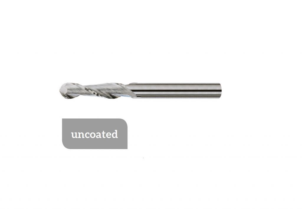 TM-3.2RL-0400 Carbide spherical helical end mill Ø4 with two cutting edges, center cutting