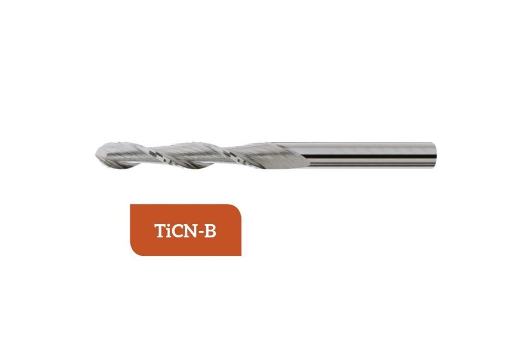 TM-3.2RXL-0800C Fresa elicoidale sferica in metallo duro Ø8 a due taglienti taglio al centro con gambo cilindrico DIN 6535, rivestita TiCN-B