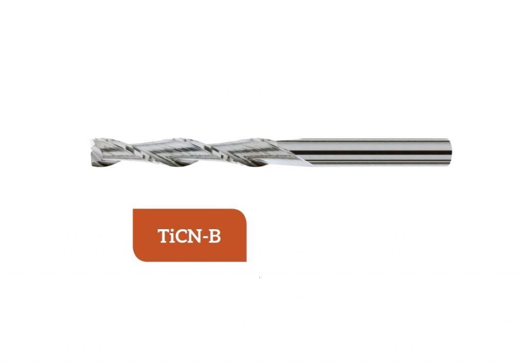 TM-3.2XL-0800C Fresa elicoidale metallo duro Ø8 a 2 taglienti LUNGA, taglio al centro con gambo cilindrico, rivestita in TiCN-B