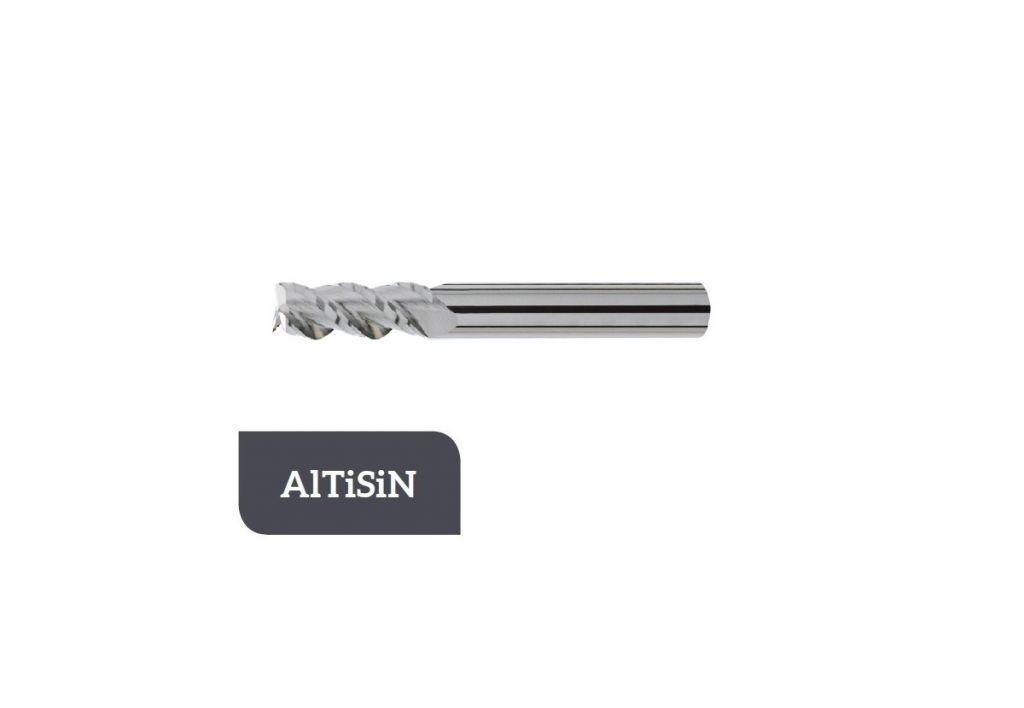 TM-3.345-1000L Fresa elicoidale in metallo duro Ø10 a tre taglienti taglio al centro con gambo cilindrico DIN 6535, rivestita AITiSiN