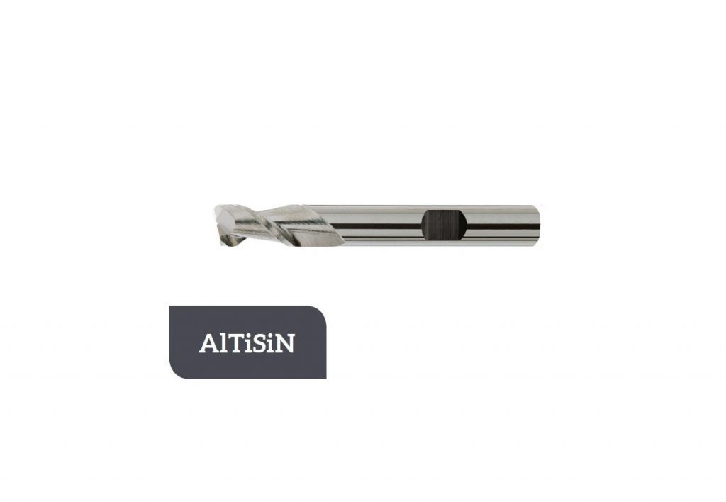TM-3.245W-0400L Fresa elicoidale 45° in metallo duro Ø4.0 a due taglienti taglio al centro, gambo cilindrico HB DIN 6527L, rivestita AITiSiN