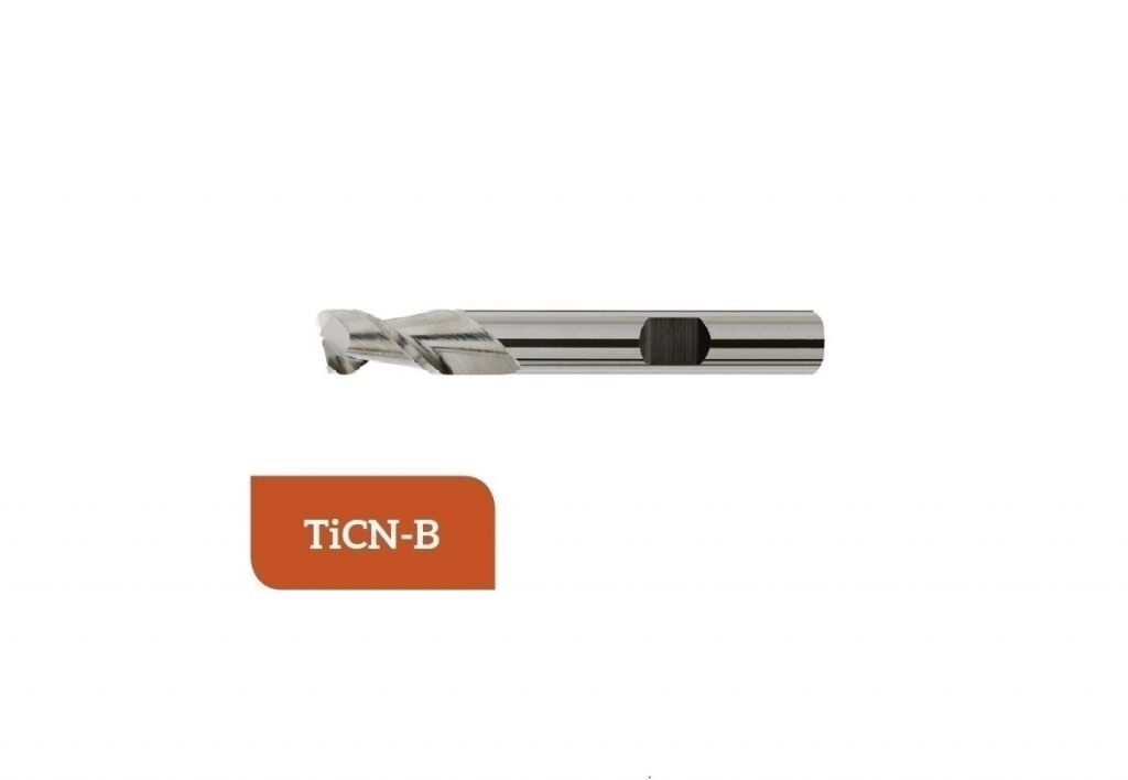 TM-3.245W-1600C Fresa elicoidale 45° in metallo duro Ø16.0 a due taglienti taglio al centro, gambo cilindrico HB DIN 6527L, rivestita TiCN-B