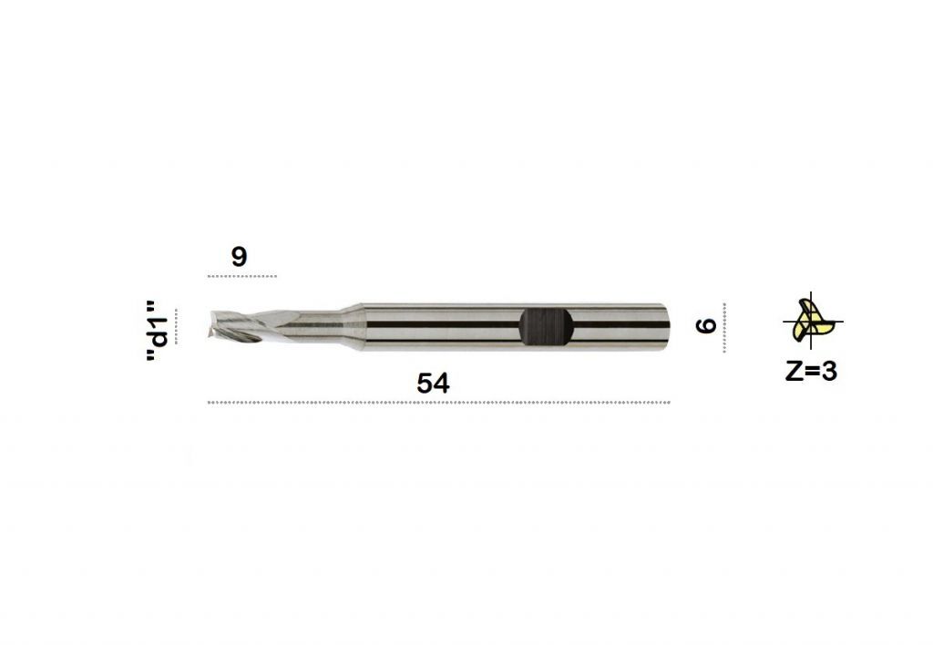 TM-3.3W-0600L Fresa elicoidale in metallo duro Ø6 a tre taglienti taglio al centro con gambo cilindrico DIN 6535 HB, rivestita AITiSiN