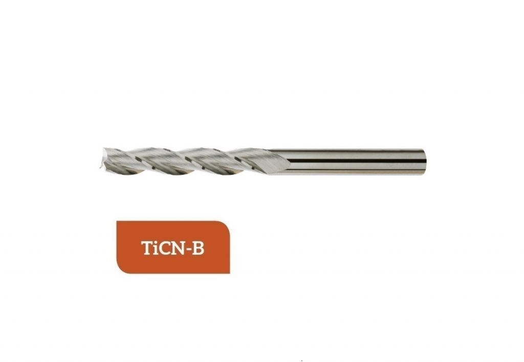 TM-3.3XL-1800C Fresa elicoidale in metallo duro lunga Ø18 a tre taglienti taglio al centro con gambo cilindrico DIN 6535, rivestita TiCN-B