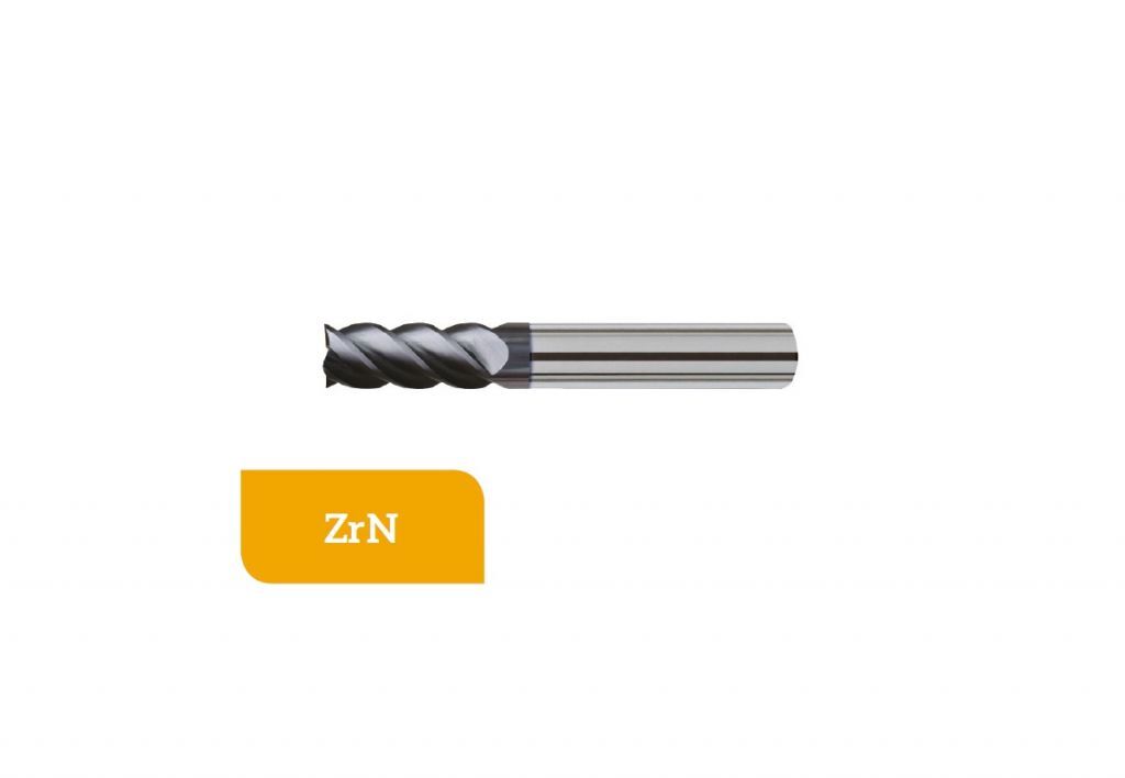 TM-3.445-0600Z Carbide helix end mill 45° Ø6 with 4 cutting edges, center cut with cylindrical shank DIN 6527L, coated with ZrN