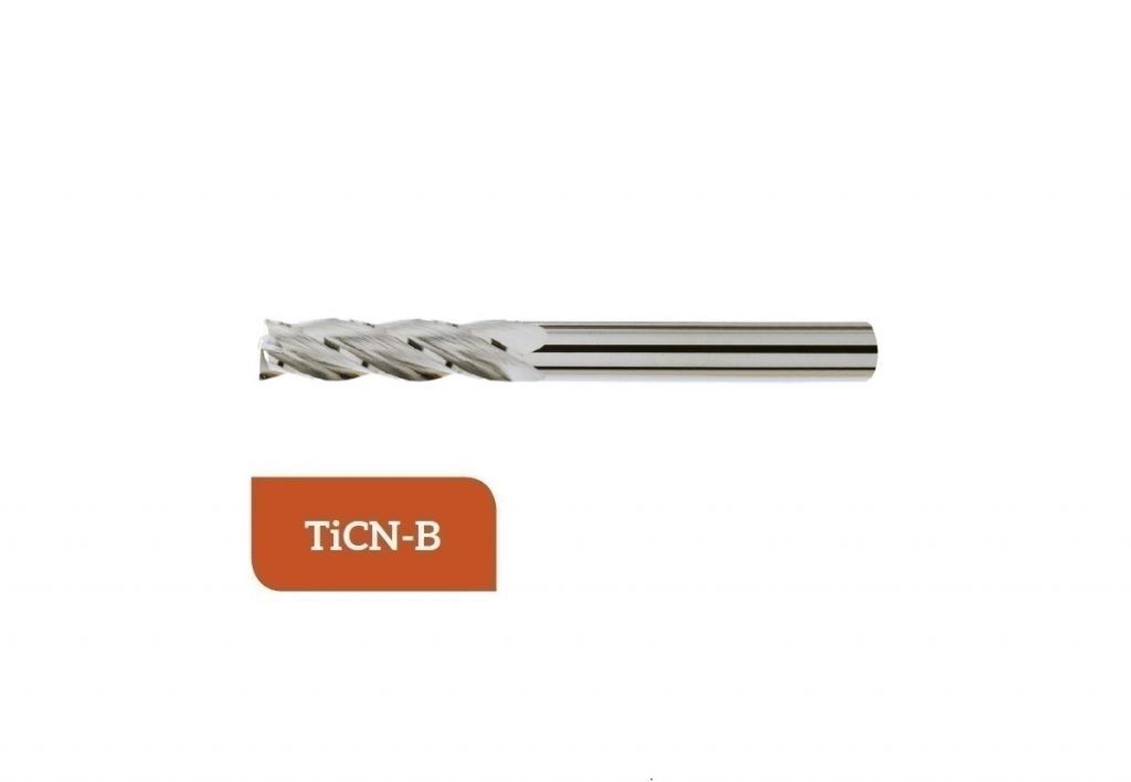 TM-3.4L-0300C Helical carbide end mill Ø3 with 4 cutting edges, center cut with cylindrical shank 6535 HA, coated with TiCN-B