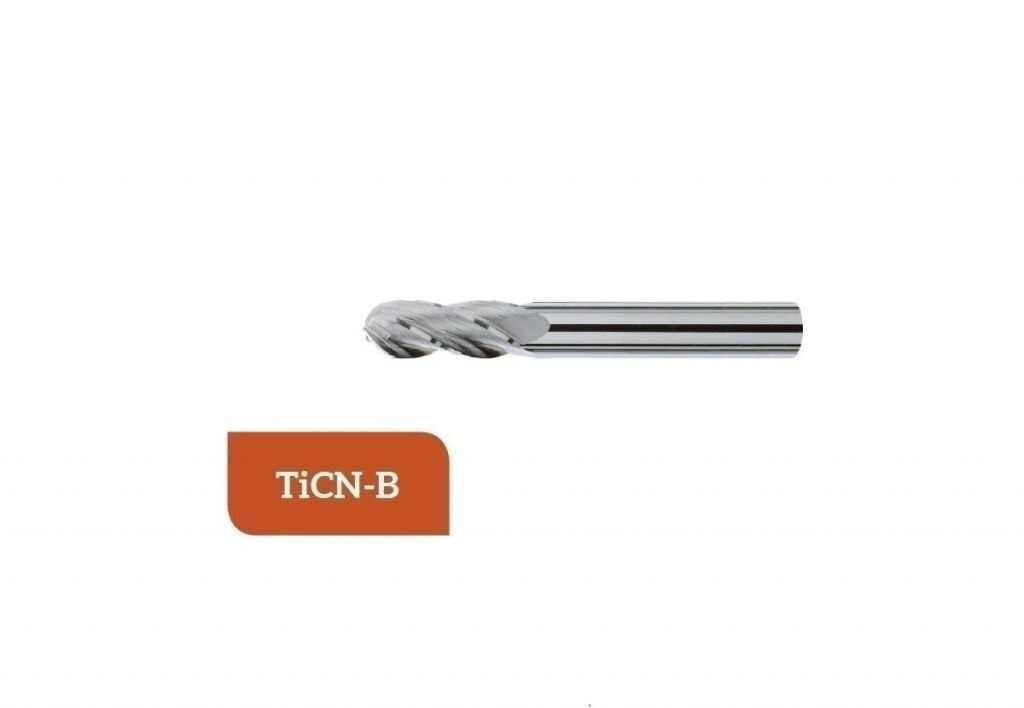 TM-3.4R-0400C Fresa elicoidale sferica in metallo duro Ø4 a 4 taglienti taglio al centro con gambo cilindrico DIN 6535 HA, rivestito TiCN-B