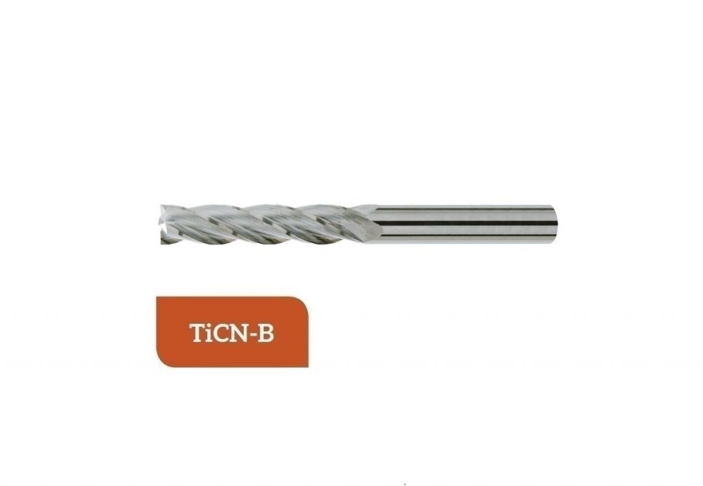 TM-3.4XL-0300C Fresa elicoidale LUNGA in metallo duro Ø3 a 4 taglienti, taglio al centro con gambo cilindrico 6535 HA, rivestita TiCN-B