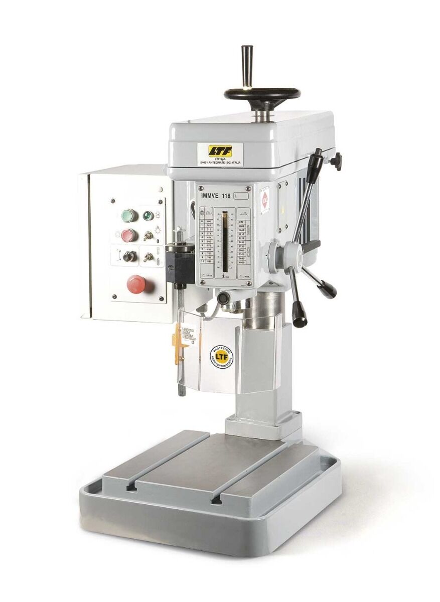 IMMVE110 IM Industrie Meccaniche, Trapano - Maschiatrice da banco LTF - foratura acciaio diametro Max 10 mm, maschiatura acciaio M8x1 - corsa del mandrino 70mm - potenza kW = 0.37 - attacco mandrino Cono morse 1
