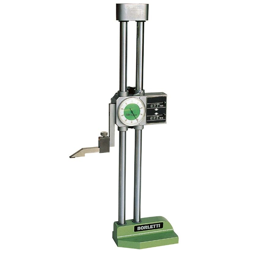 BORLETTI TTC500 Centesimales Analog-Tiefenmessgerät mit Vergleichseinrichtung und Zähler, mit Schlitten, der auf zwei zylindrischen Stangen gleitet