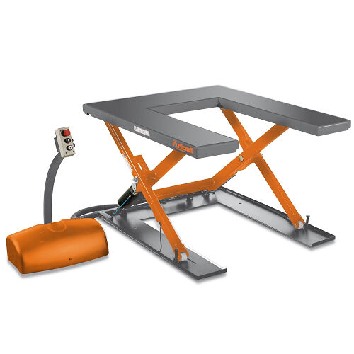 UNICRAFT 6153101 Piattaforma elettrica di alzata con tavola a U per facilitare l'accesso ai transpallet, Modello SHT 1001 U, Portata 1t, Altezza Max 760mm