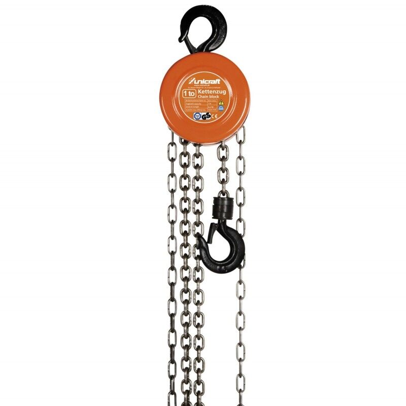 UNICRAFT 6202101 - Paranco a catena modello K 1000 - Portata 2t - Altezza di sollevamento 2500mm