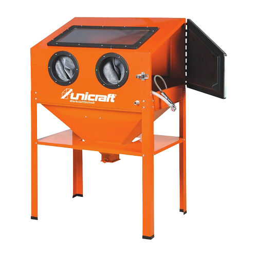 UNICRAFT 6204001 - Kabinenstrahlgerät mit Seitentür zum Reinigen und Entfernen von verschiedenen Materialien, Kabinenvolumen 220 Liter, Modell SSK 2
