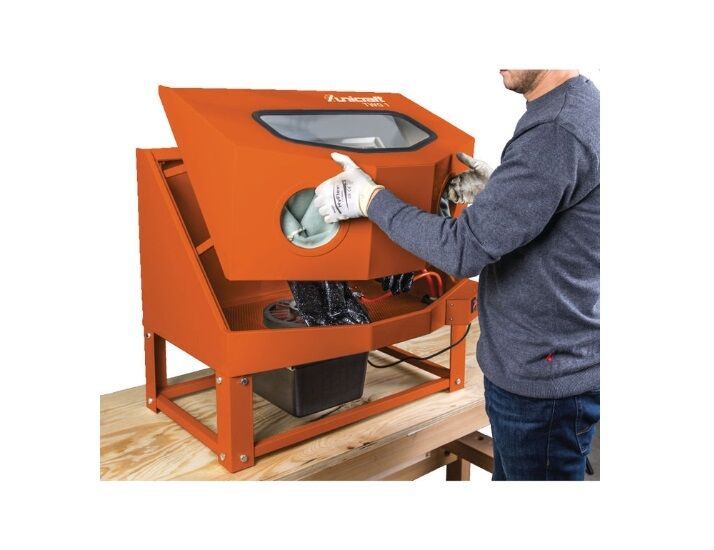 UNICRAFT 6220001 Cabina lavapezzi per pulire e sgrassare parti automobilistiche, fornita con pistola pneumatica, flusso detergente 0,8 l/min, modello TWG 1