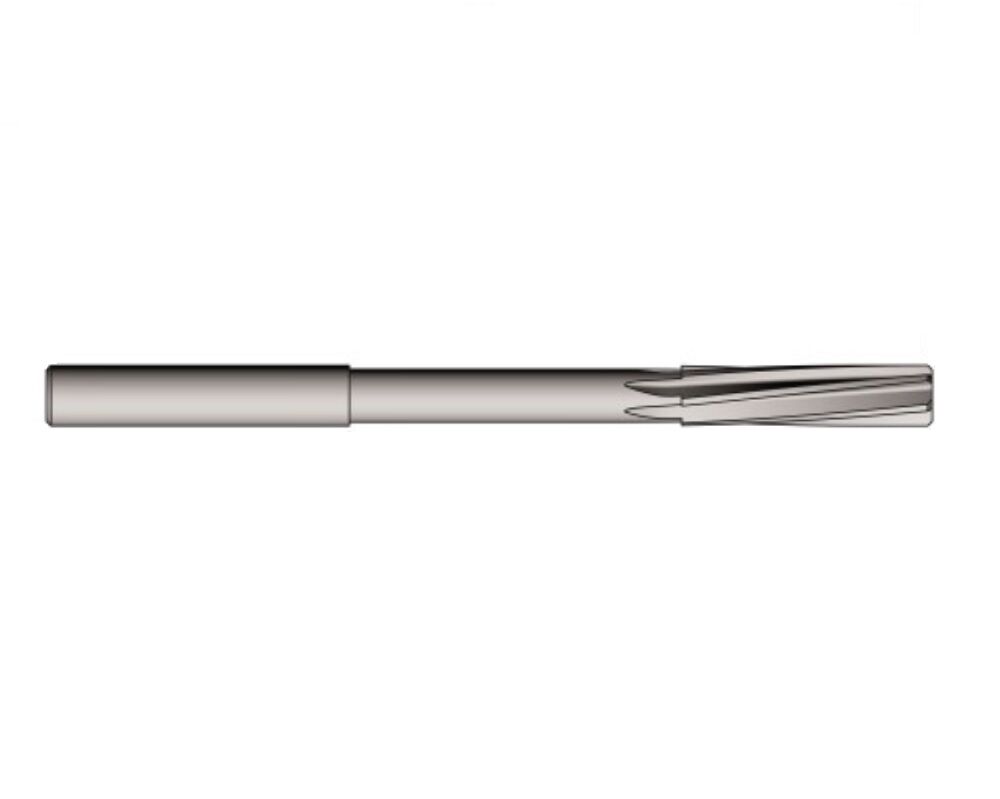 Utensileria Ossolana 700-A Machine reamer H7 with cylindrical shank h8, micrograin K20, cutting edges left helix 6° form B, coated Alcrona