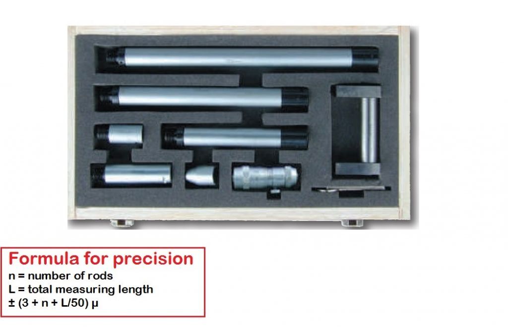 002-135 Micrometro centesimale 0.01mm per interni ad aste componibili 50-600, dia. asta15.5, corsa 13mm