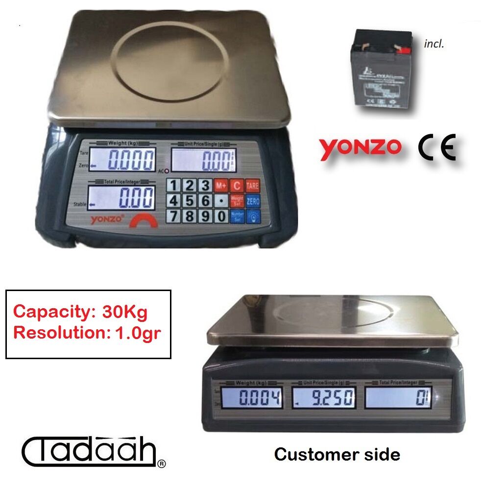 VOGEL 879.300 Bilancia contapezzi digitale con doppio LCD - Capacità 30Kg - Risoluzione 1.0gr