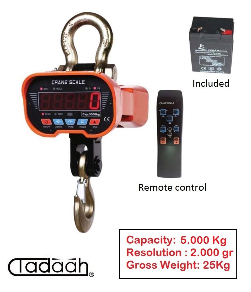 VOGEL 879.650 Crane scale with double display - Capacity 5000Kg - Resolution 2.000gr - Gross Weight 25Kg
