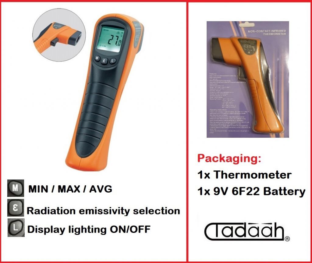 960.520E Termometro a infrarossi portatile con puntatore laser e funzione Hold - Campo di misura -30°C a 520°C