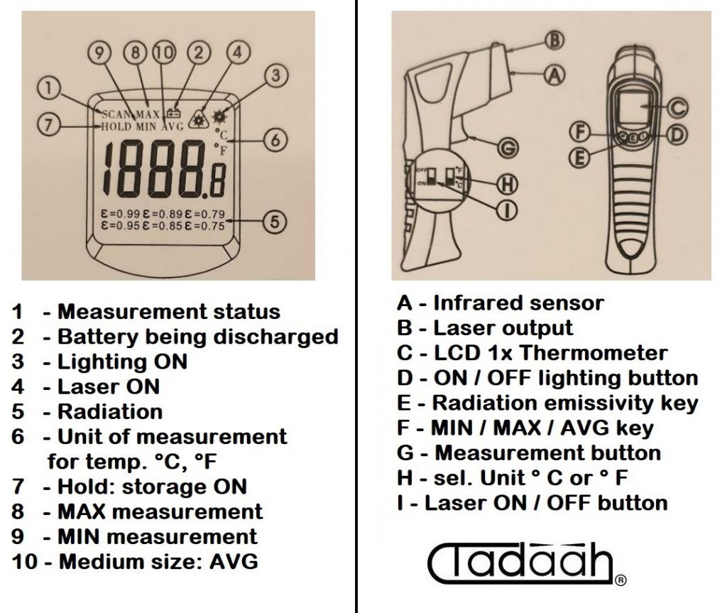 960.350E Digital infrared thermometer with laser pointer and K-probe holder - Measuring range -25°C to 400°C