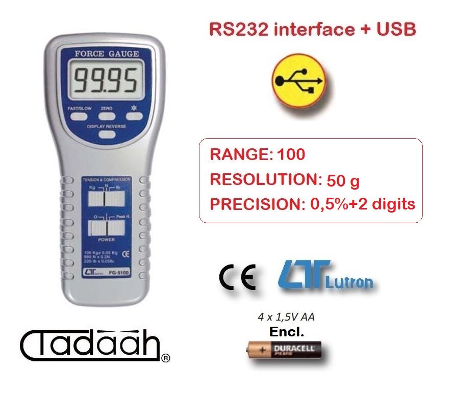 VG970-500 Digital dynamometer traction/thrust 100Kg