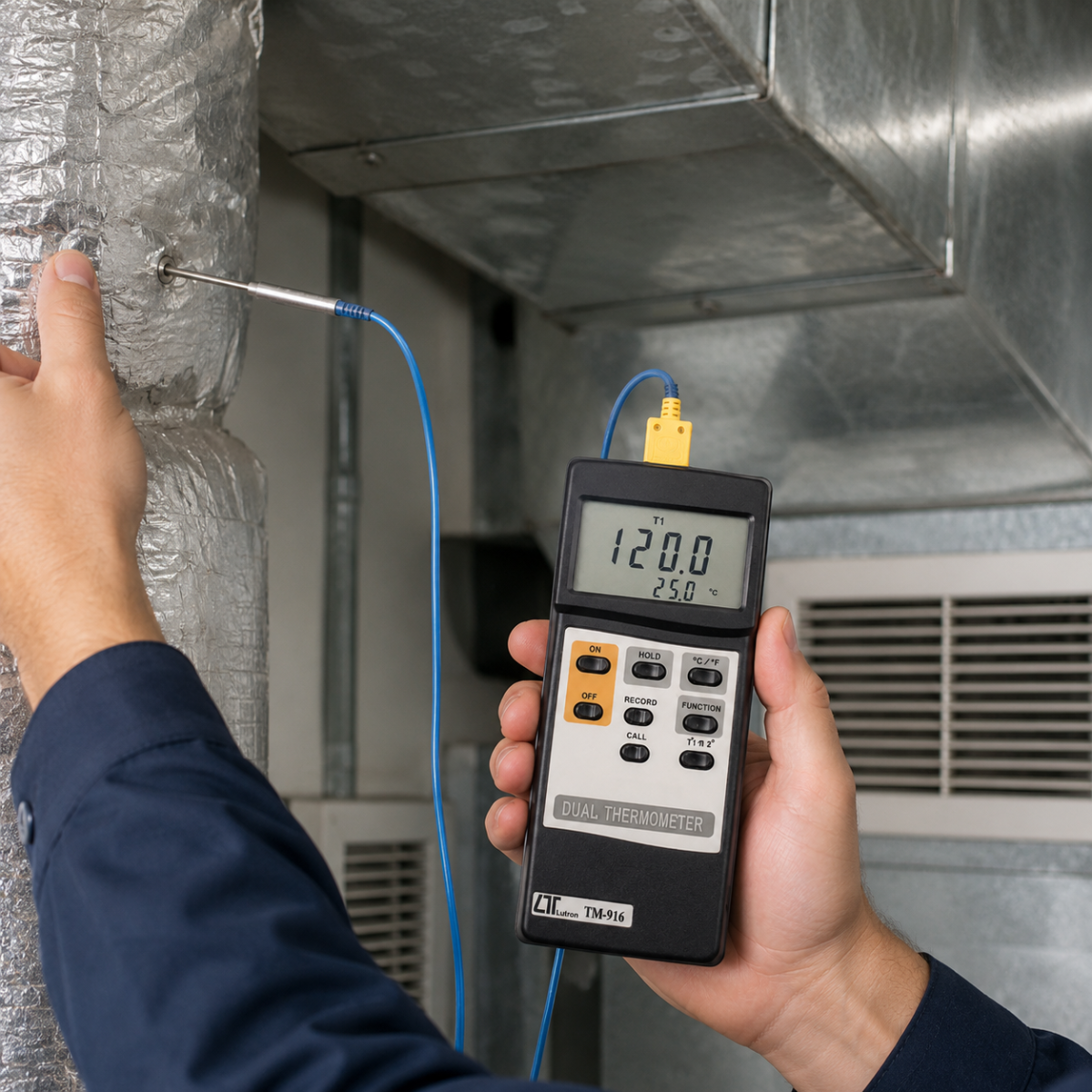 VOGEL 963.916 Termometro a doppio ingresso per sonde K modello TM 916 Lutron- Campo di misura -200°C a 1.370°C