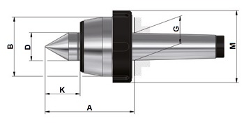 Mitlaufende Zentrierspitzen Roehm HMG PRO, Morsekegel-Schaftaufnahme MK, mit Abdrückmutter, Körper gehärtet und geschliffen - Spitzenwinkel 60°