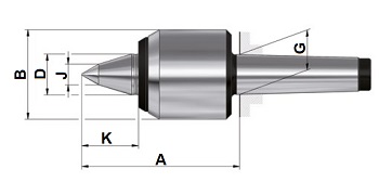 HEAVY-HVL Contropunte rotanti Rohm con gambo cono morse per elevate velocità di rotazione e lavorazioni pesanti, corpo temprato e rettificato - Cuspide 60°