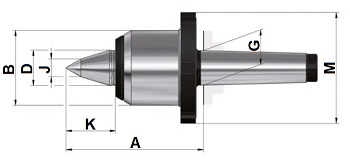 HEAVY-HVLG Contropunte rotanti Rohm con ghiera di estrazione e gambo cono morse, elevate velocità di rotazione e lavorazioni pesanti, corpo temprato e rettificato - Cuspide 60°