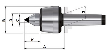 Live centres Roehm HM PRO-CARBIDE INSERT, morse taper shank mount MT, with carbide insert, body hardened and ground - Tip angle 60°