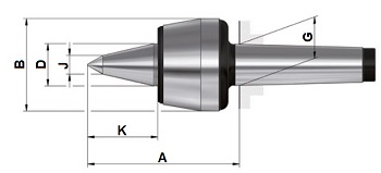 Contropunte rotanti Roehm HVL PRO con cuspide prolungata e gambo cono morse, corpo temprato e rettificato - Cuspide 60°