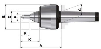 Contropunte rotanti Rohm HVLN PRO con cuspide a profilo prolungata, gambo cono morse, corpo temprato e rettificato - Cuspide 60°
